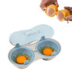 2-Cup Microwave Egg Poacher – Non-Stick Egg Cooker – Blue