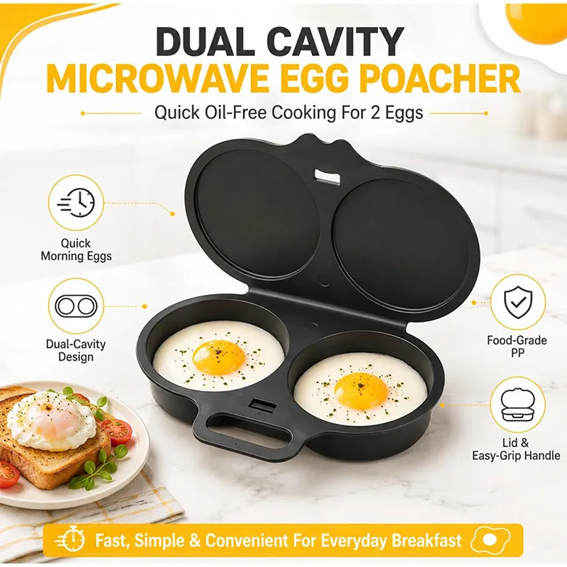 Microwave Egg Cooker with Lid & Handle – Dual-Slot Design - Image 2