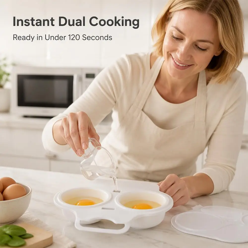 2-Piece Microwave Egg Poacher – 2-Egg Food-Grade Cooker - Image 5