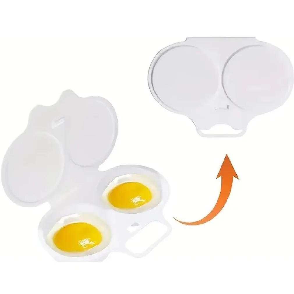 Microwave Egg Poacher – 2-Cavity Egg Steamer with Lid - Image 2
