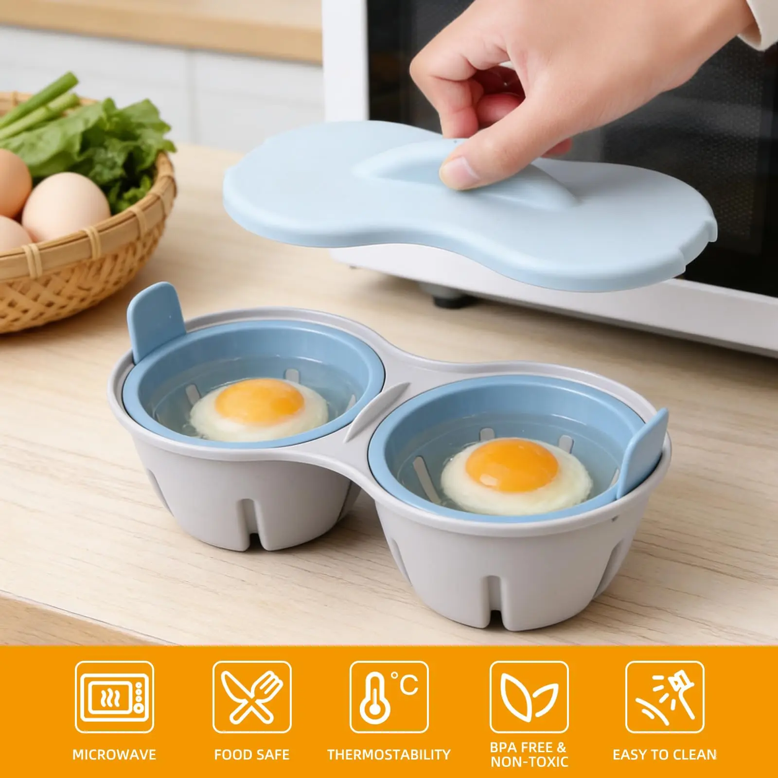 Microwave Egg Cooker – Egg Poacher & Vegetable Steamer - Image 3